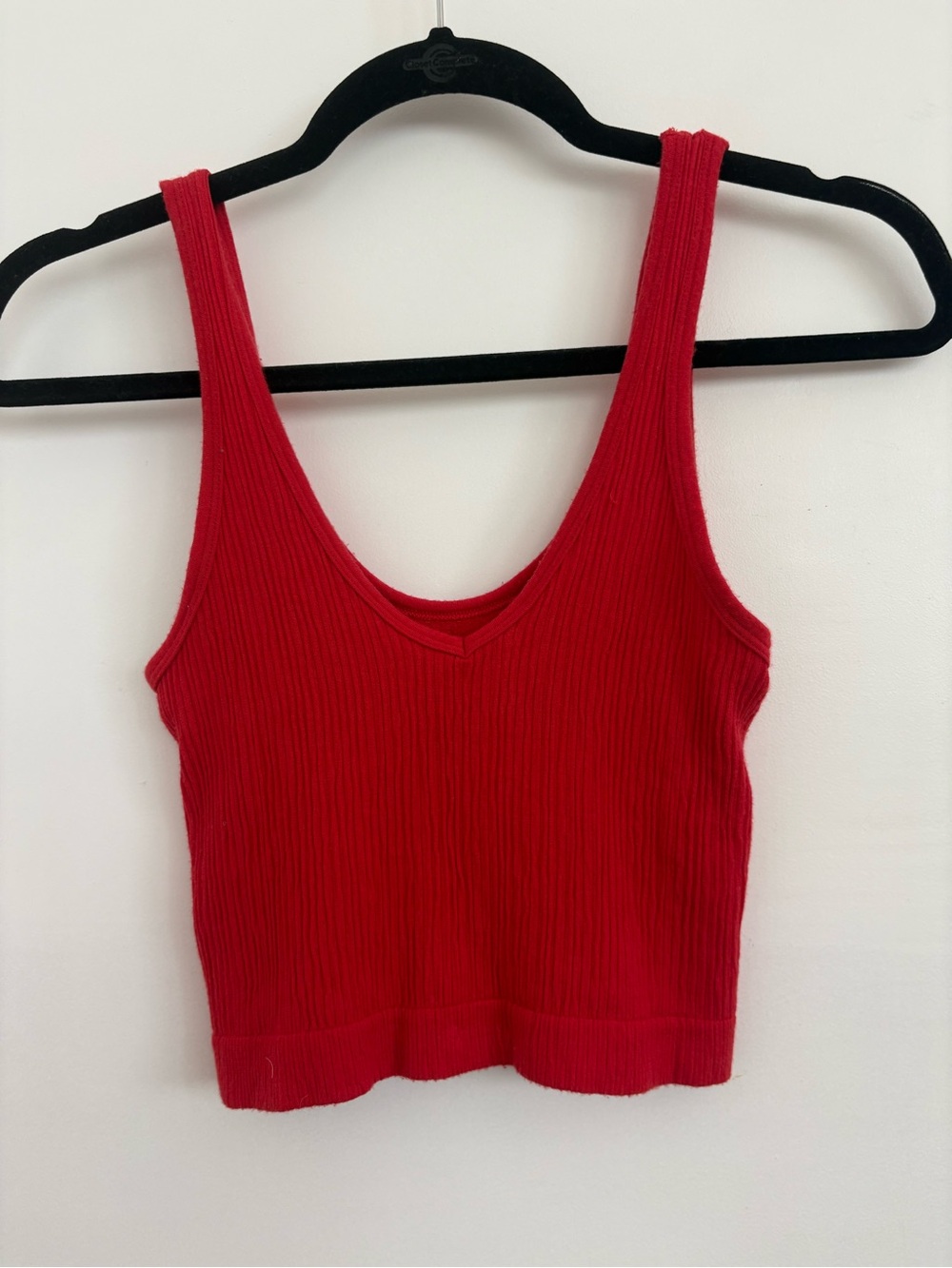 Urban Outfitters Bright Red Ribbed Scoop Cropped Tank